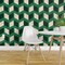 Peel & Stick Wallpaper 2FT Wide Vintage Cream Green Retro Dark Ikat Pattern Faux Modern Mid-Century Funky Geometric Large Scale Custom Removable Wallpaper by Spoonflower